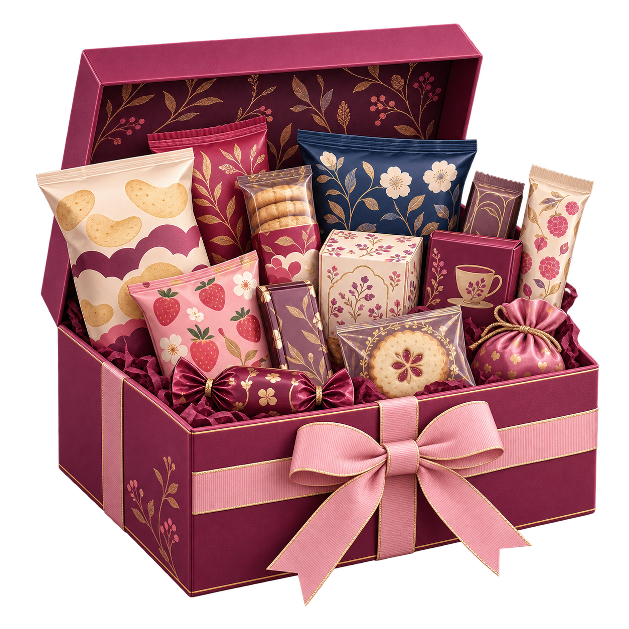 3D view of the Family Feast box and its snack selection